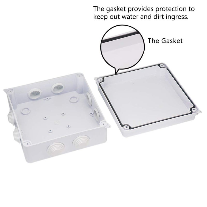 Zulkit Junction Box ABS Plastic Dustproof Waterproof IP65 Universal Electrical Boxes Project Enclosure White 5.9 x 5.9 x 2.8 inch (150 x 150 x 70mm) - Image 5